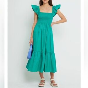 o.p.t Tuscany Smocked Midi Dress size L